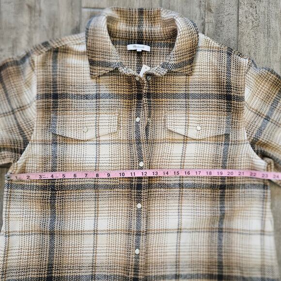 Madewell Flannel Button-Up Shirt-Jacket Womens Size L Do Well Eco Shacket NEW - Picture 4 of 14